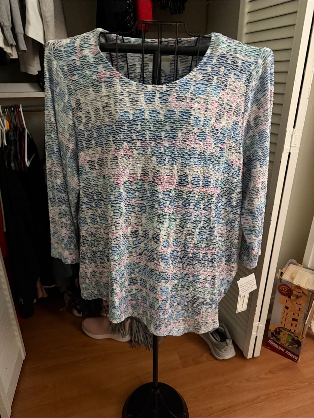 Lightweight Blue Multi-Color Womens Knit Top